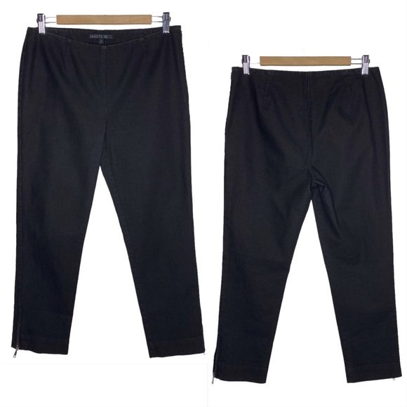 Lafayette 148 Black Cotton Ankle Zip Pants - Picture 9 of 9